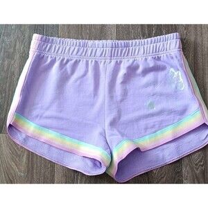 Body Rage Short Shorts Size XL Purple Rainbow Butterfly Fly High Butt Spell out